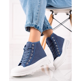Sweet Shoes Sneakers alte in pelle scamosciata blu 1