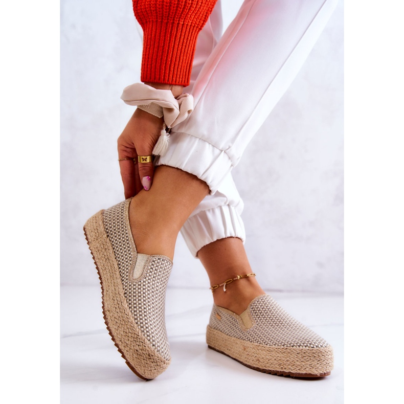 Sneakers Intrecciate Da Donna Slip On Big Star JJ274394 Beige 2