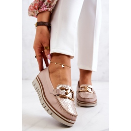Lemar Mocassini da donna in pelle su piattaforma Venezia beige 1