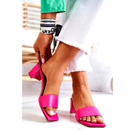 FJ1 Ciabatte In Pelle Sul Tacco Netty Rosa 3