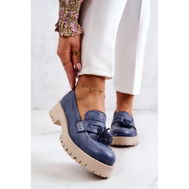Scarpe da donna in pelle Fringes Maciejka 05497-17 Blu 1