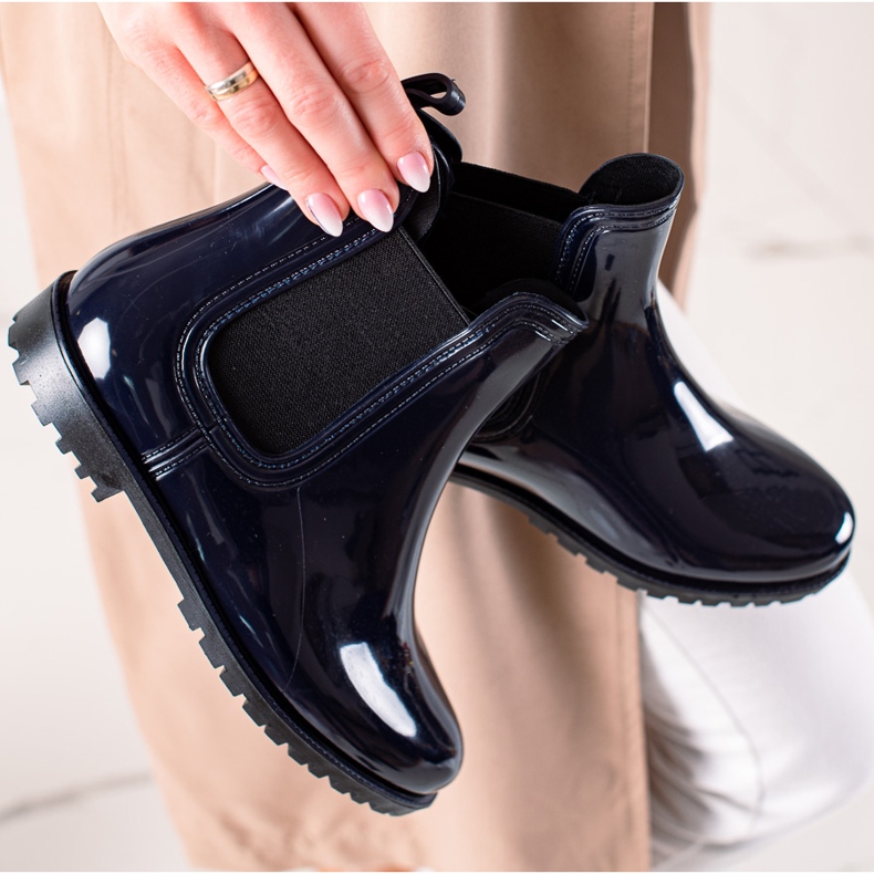TRENDI Stivali da pioggia blu navy laccati 1