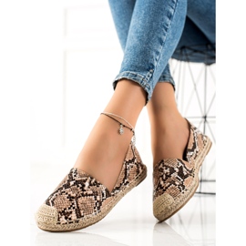 TRENDI Espadrillas classiche con stampa serpente beige marrone 1