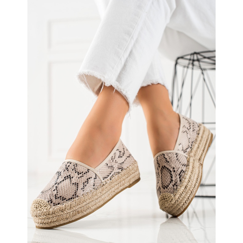 Bestelle Espadrillas Sulla Piattaforma Della Stampa Del Serpente beige 1