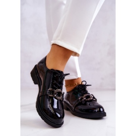 S.Barski Scarpe laccate legate con ornamento Black Larosa nero 2
