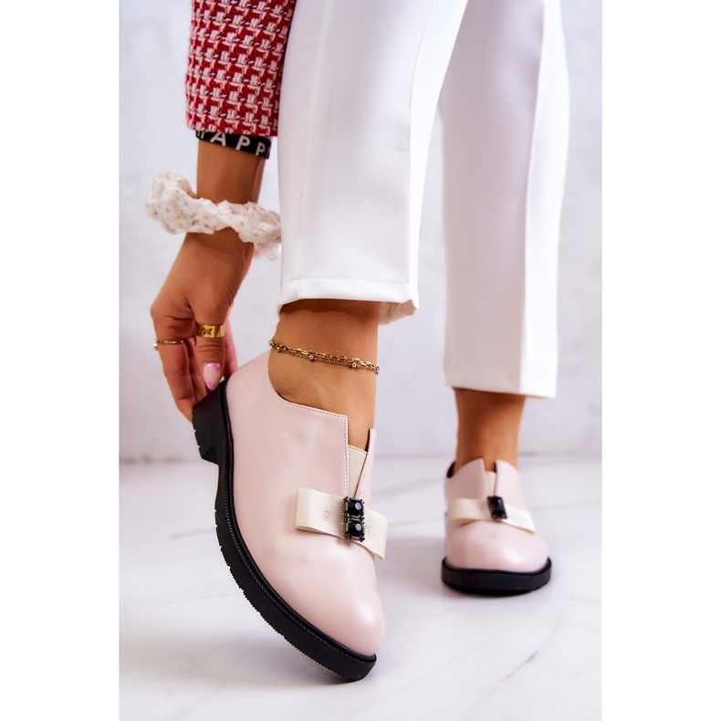 S.Barski Scarpe brogue da donna slip on con decorazione Janelle beige rosa 1
