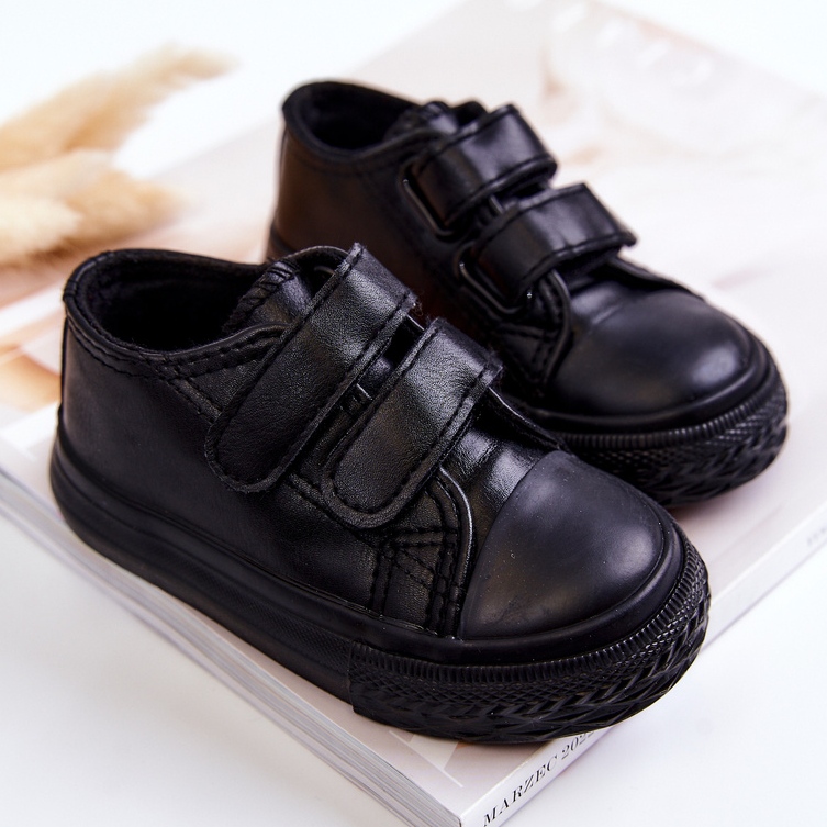 Sneakers da Bambino in Pelle Sneakers con Velcro Foster Nero 2