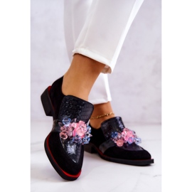 Scarpe Scamosciate Con Decorazione Davine Nera E Rossa nero 2