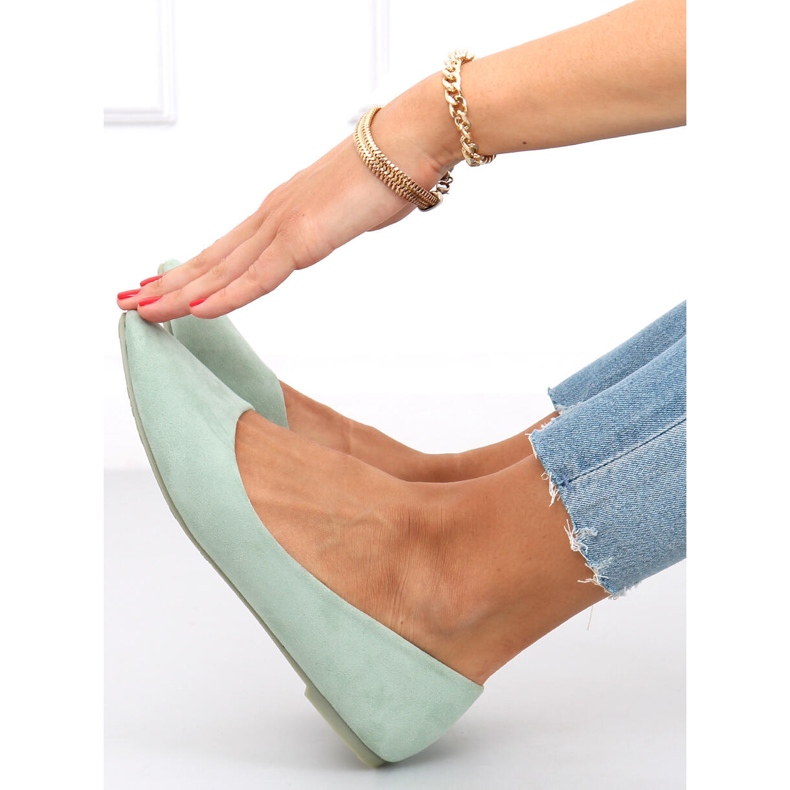 Ballerine Pari Green in suede liscio verde 1