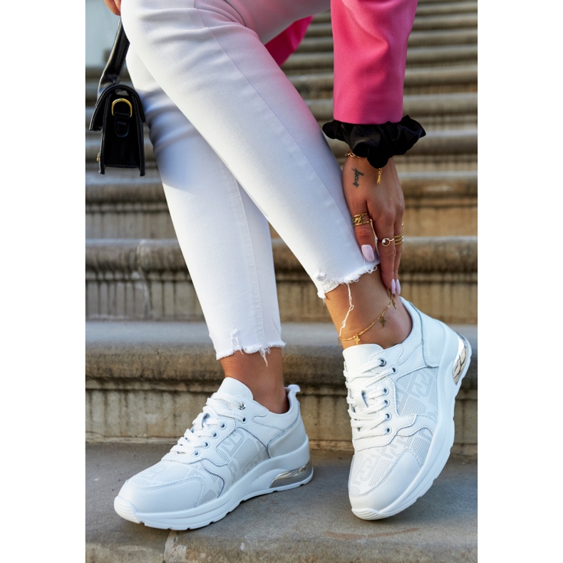 S.Barski Sneakers Zeppa da Donna in Pelle Bianche Phiness bianco 1