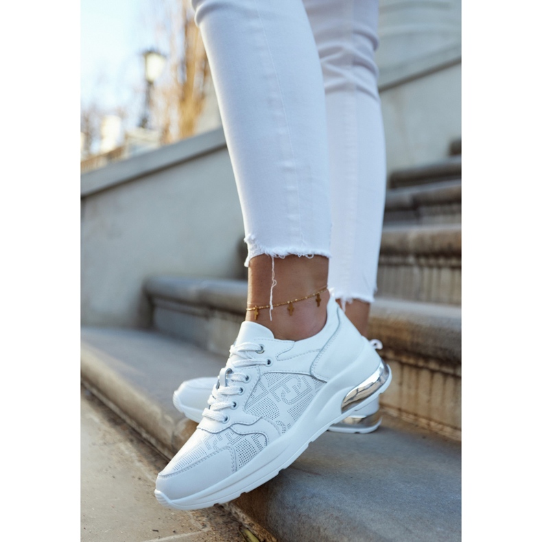 S.Barski Sneakers Zeppa da Donna in Pelle Bianche Phiness bianca 2