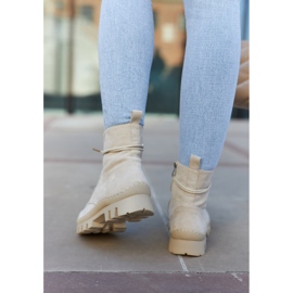 S.Barski Trapper stivali in camoscio con cuciture a strati grigio chiaro beige 2