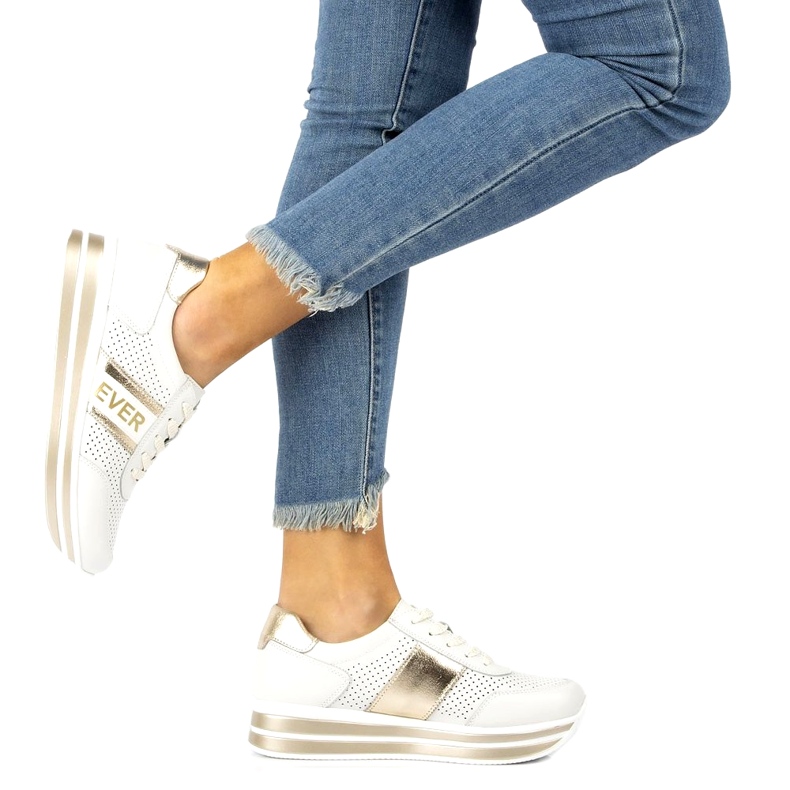 Ever Scarpe sportive da donna Filippo DP1414 bianche e oro bianco d'oro 6