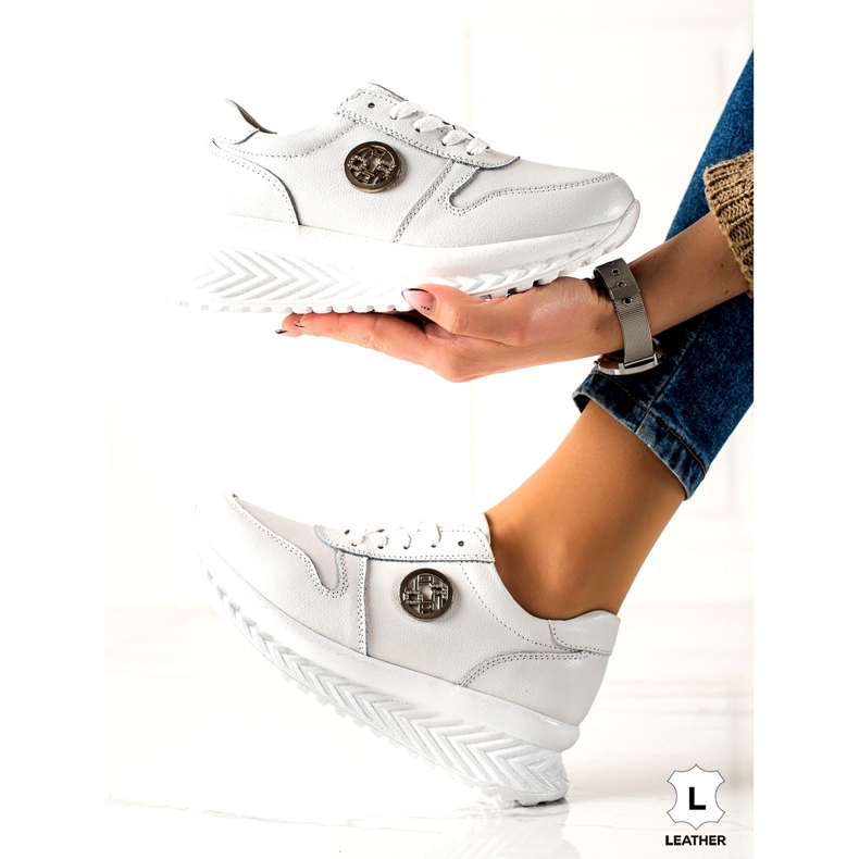 Scarpe sportive da donna legate Filippo DP3547/22 WH Bianche bianco argento 1