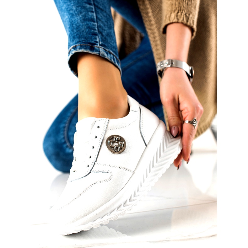 Scarpe sportive da donna legate Filippo DP3547/22 WH Bianche bianco argento 2
