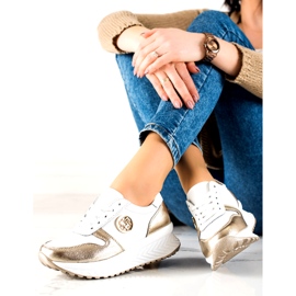 Scarpe sportive da donna legate Filippo DP3547/22 WH GO Bianche bianca d'oro 3