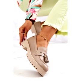 Scarpe da donna in pelle Fringes Maciejka 05497-04 Beige 4