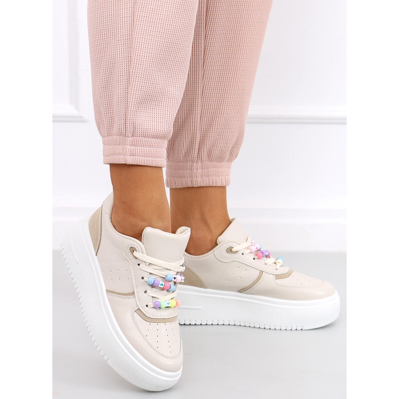 Sneakers da donna con perline Lalima Beige 1