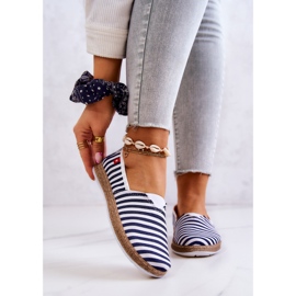 Espadrillas da donna Big Star Slip-on Belts FF276027 Blu Navy bianca 1
