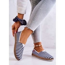 Espadrillas da donna Big Star Slip-on Belts FF276027 Blu Navy bianco 2