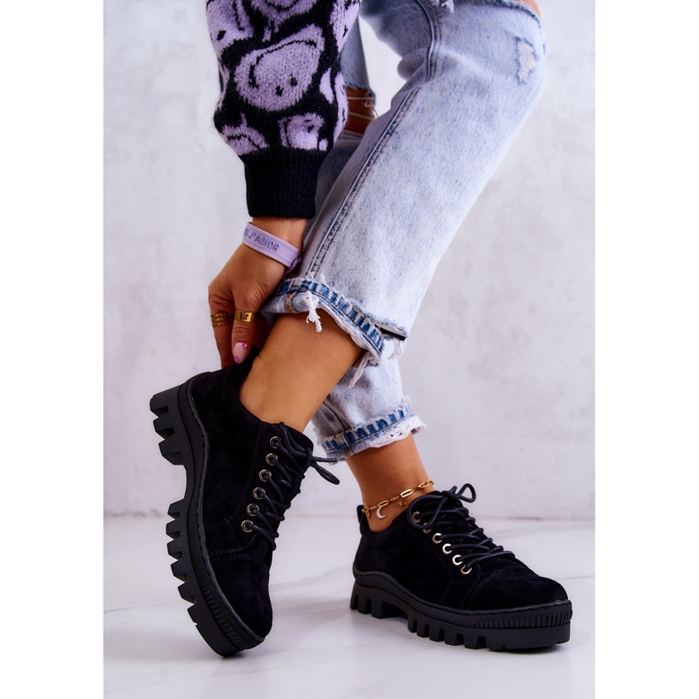 S.Barski Scarpe da donna in camoscio allacciate Mayson nere nero 2