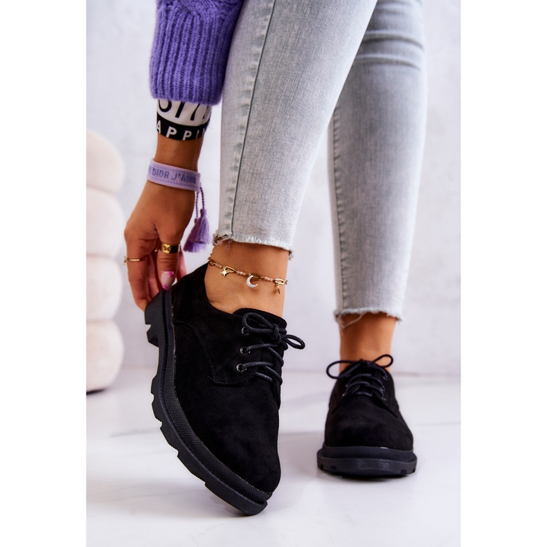 S.Barski Scarpe Oxford da donna in pelle scamosciata classiche nere Colton nero 1