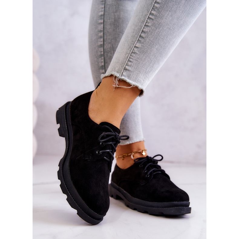 S.Barski Scarpe Oxford da donna in pelle scamosciata classiche nere Colton nero 2