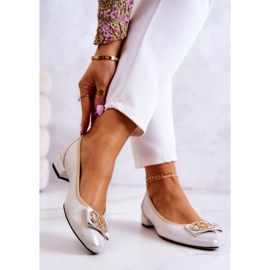 PA2 Ballerine In Pelle Con Decorazione Joliet Bianca E Dorata bianco d'oro 2