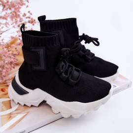 FR1 Scarpe Sportive Bambini Calzino Alto Nero Nickie 1