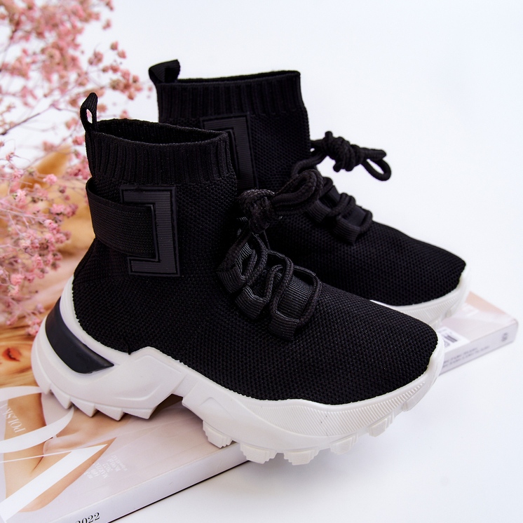 FR1 Scarpe Sportive Bambini Calzino Alto Nero Nickie 1