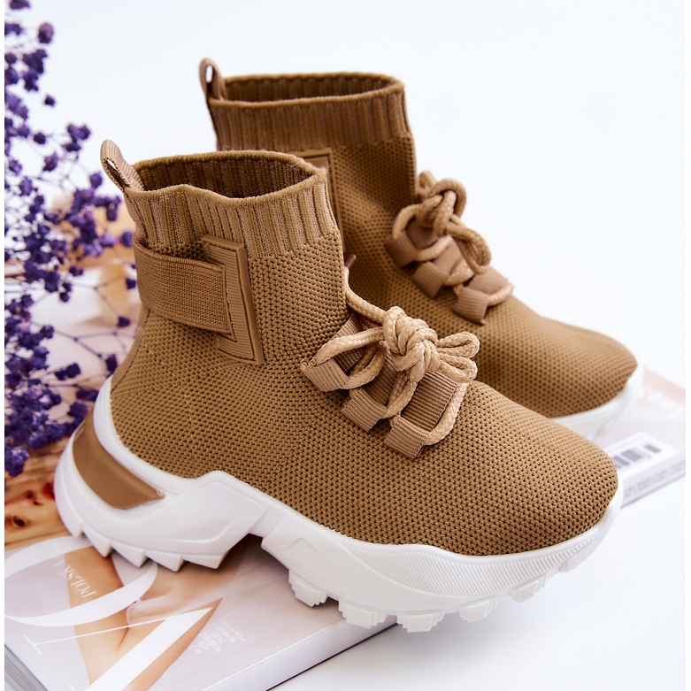 FR1 Scarpe sportive per bambini Calzino alto Beige Nickie 1