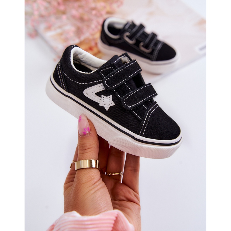 FR1 Sneakers Classiche Per Bambini Nere Con Velcro Phiris nero nero 1