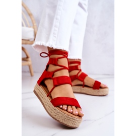 FW1 Sandali da donna legati sulla piattaforma rossa Amrillo rosso 1
