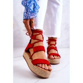FW1 Sandali da donna legati sulla piattaforma rossa Amrillo rosso 2