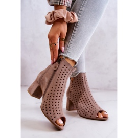 Stivali in pelle traforati Maciejka 05420-10 Beige scuro 2