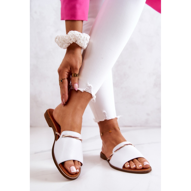 Pantofole Pelle Lewski Shoes 3047 Bianco 2