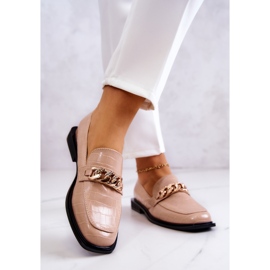 Vinceza Mocassini Mocassini In Pelle Con Catena Killen Beige d'oro 2