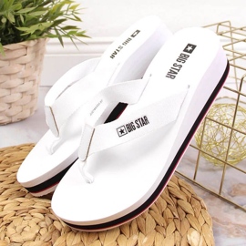 Infradito sul tacco a zeppa Big Star W JJ274A333 bianco 2