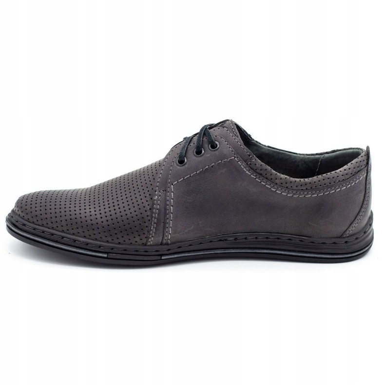 Polbut Scarpe da uomo in pelle 343p grigio perforato 1