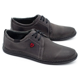 Polbut Scarpe da uomo in pelle 343p grigio perforato 2