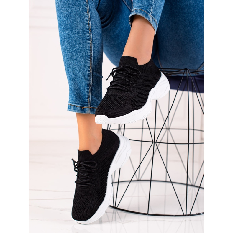 Renda Sneakers nere con lacci nero 2