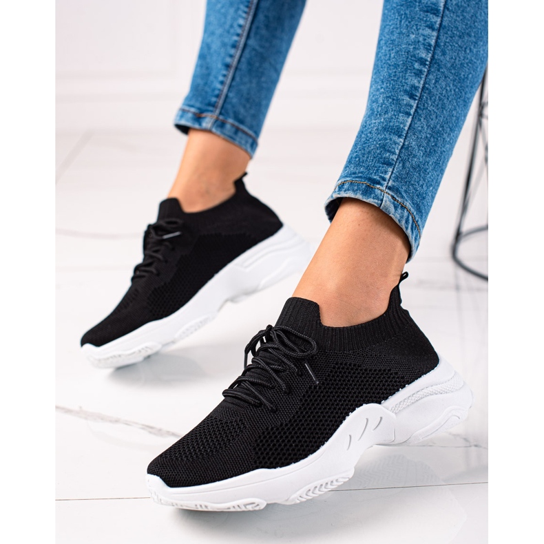 Renda Sneakers nere con lacci nero 1
