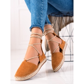 Lucky Shoes Espadrillas allacciate in cammello marrone 1