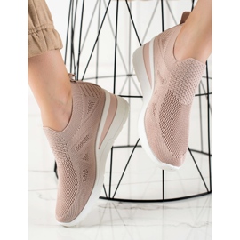 TRENDI Sneakers slip-on con zeppa rosa 2