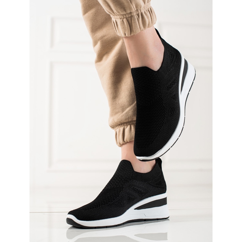 TRENDI Sneakers slip-on con zeppa nero 1