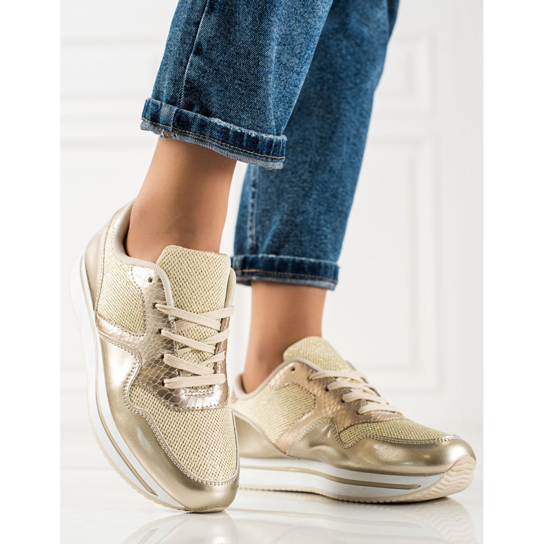 TRENDI Scarpe da ginnastica dorate d'oro 1