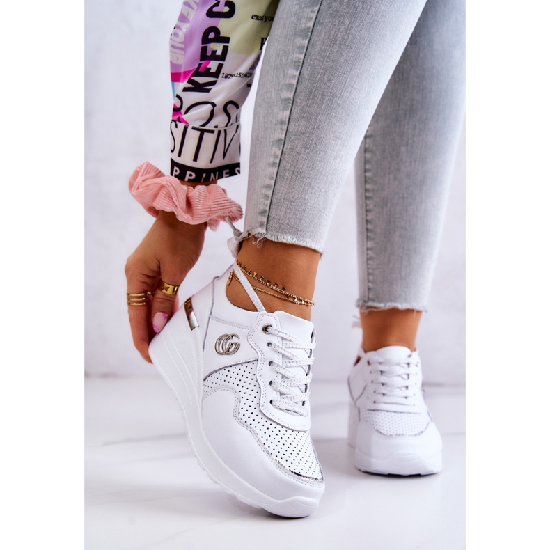 S.Barski Scarpe sportive da donna in pelle Sneakers bianche Loissa bianco 1