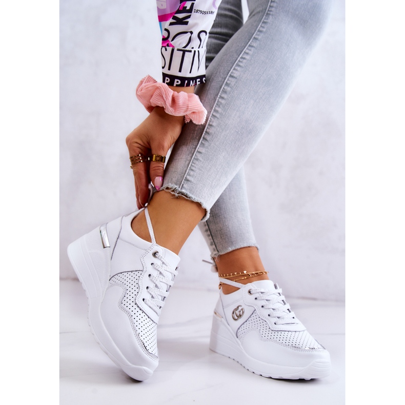 S.Barski Scarpe sportive da donna in pelle Sneakers bianche Loissa bianco 2