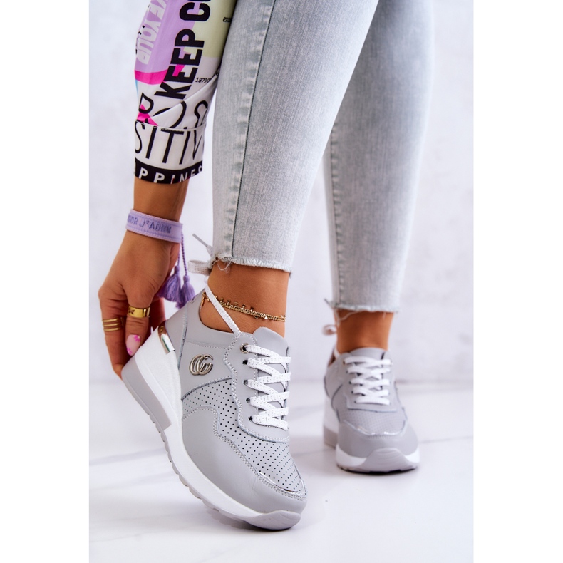 S.Barski Scarpe Sportive da Donna in Pelle Sneakers Grigio Loissa 1