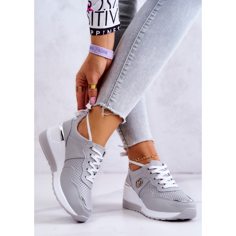 S.Barski Scarpe Sportive da Donna in Pelle Sneakers Grigio Loissa 2